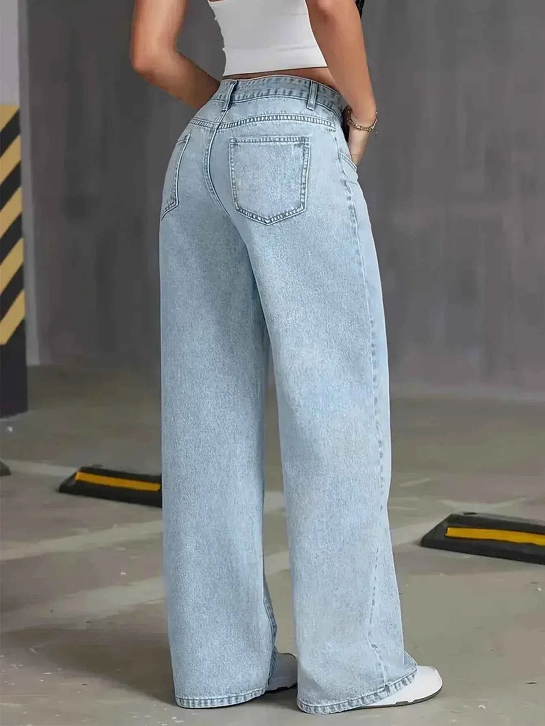 Women's Light Wash High Waist Wide Leg Denim Jeans