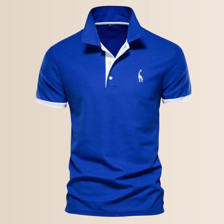 Men's Cotton Stand Collar Casual Polo Shirt Lightblue