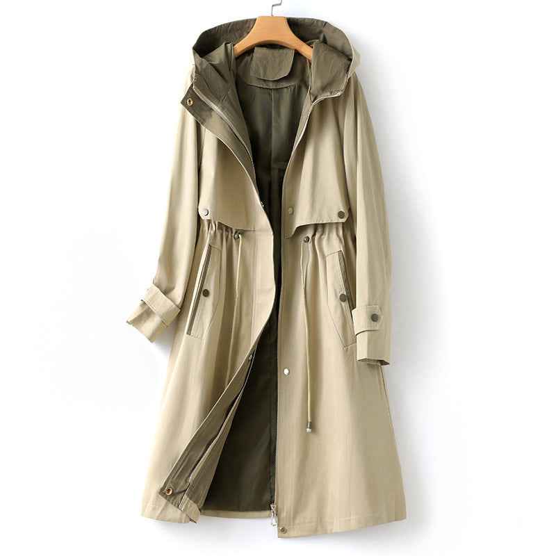 Lightweight Long Rain Trench Coat for Women Beige