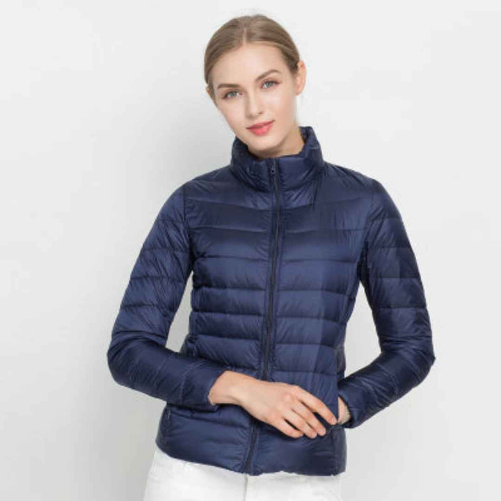 Lightweight Women's Slim Fit Puffer Jacket Navy Blue