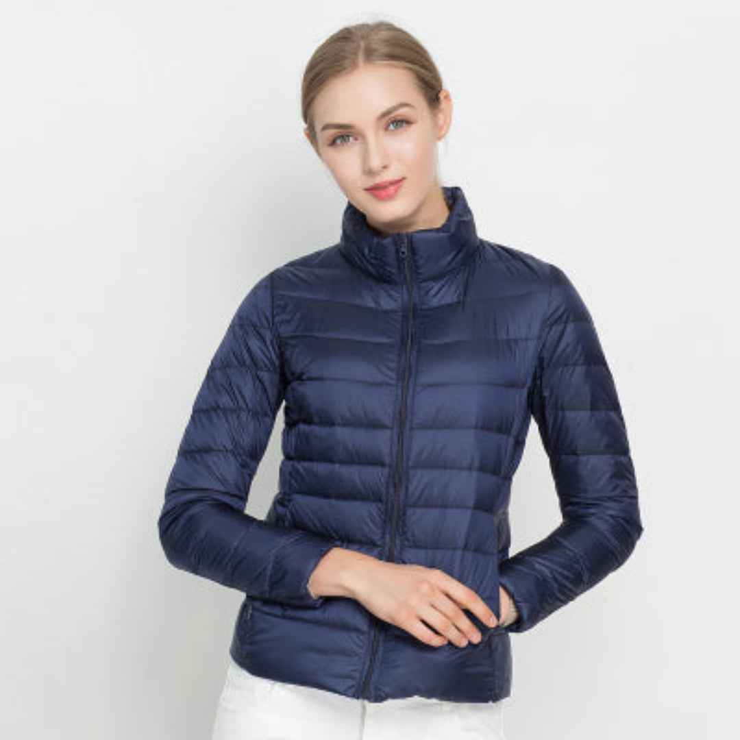 Lightweight Women's Slim Fit Puffer Jacket Navy Blue