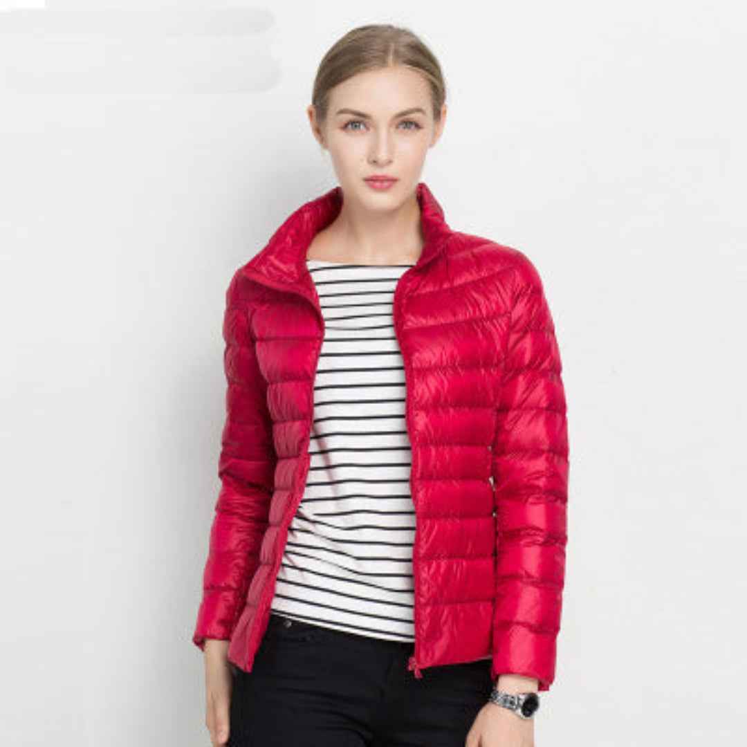 Lightweight Women's Slim Fit Puffer Jacket Red