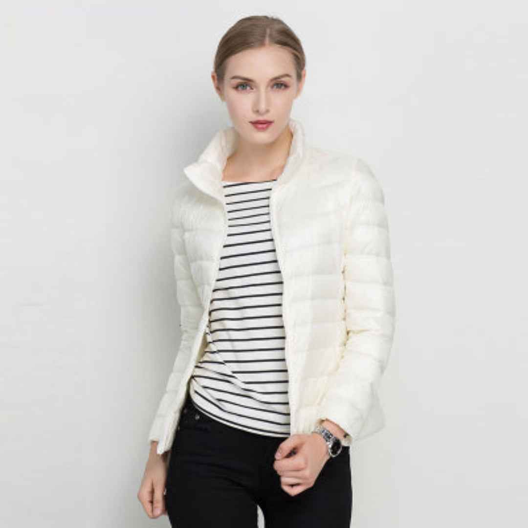 Lightweight Women's Slim Fit Puffer Jacket White