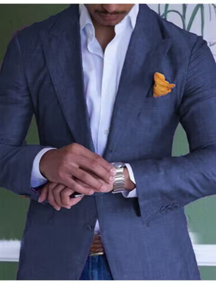 Linen Blazer For Men Formal And Casual Wear Lightweight Navy Blue