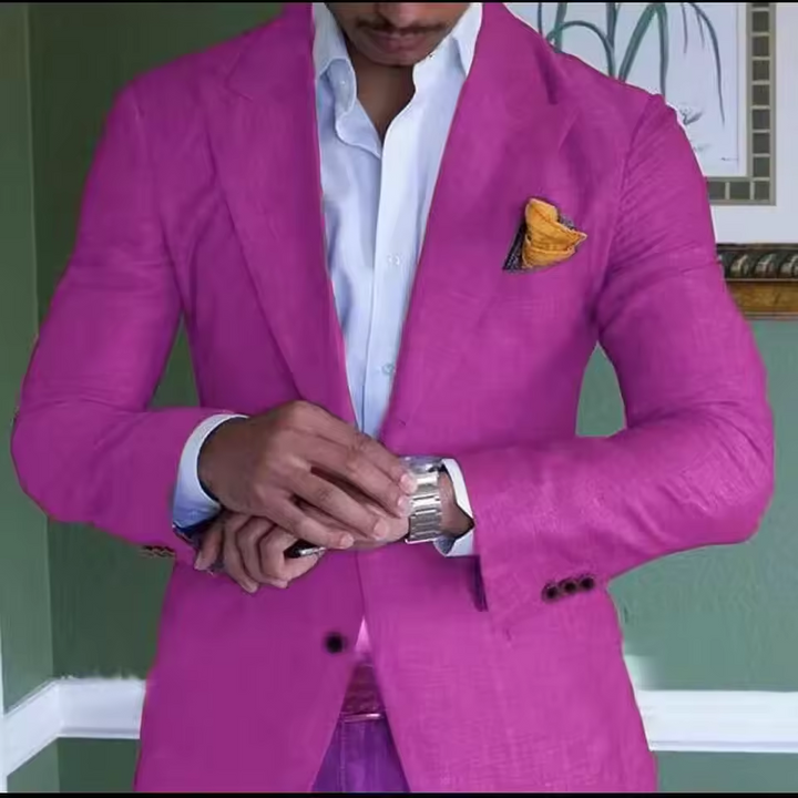 Linen Blazer For Men Formal And Casual Wear Lightweight Fuchsia