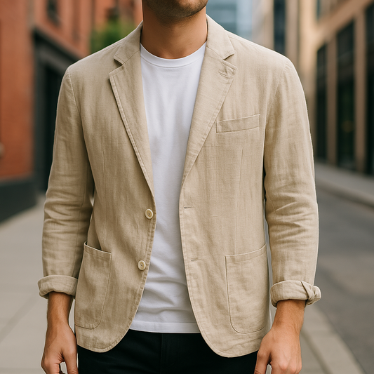 Linen Blazer for Men - Lightweight, Breathable, Stylish Summer Blazer Cream