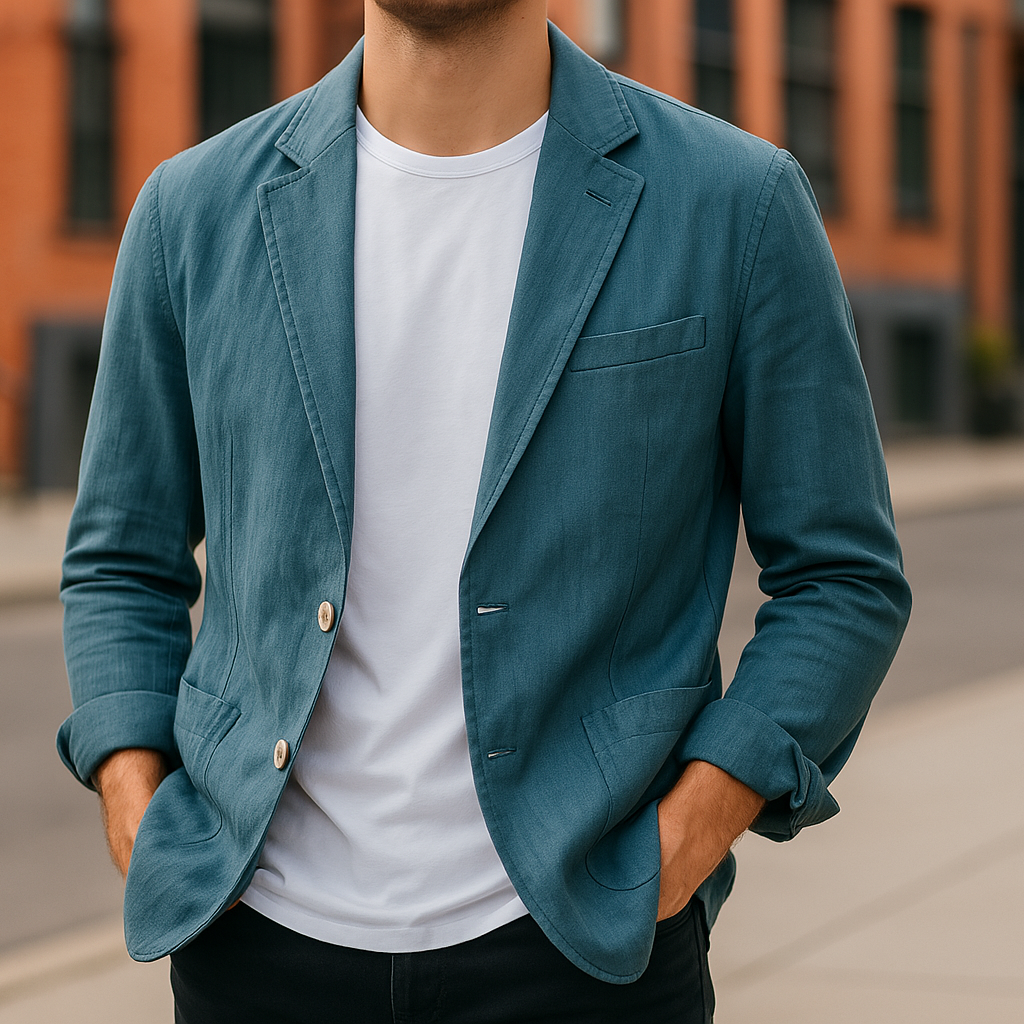Linen Blazer for Men - Lightweight, Breathable, Stylish Summer Blazer Blue
