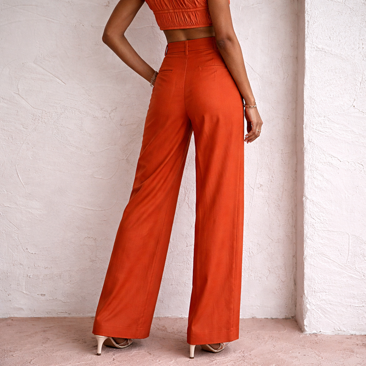 Linen Cotton Wide Leg Women's Trousers – High Waist Summer Style