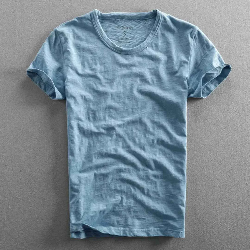 Men's Vintage Cotton T-Shirt Azure