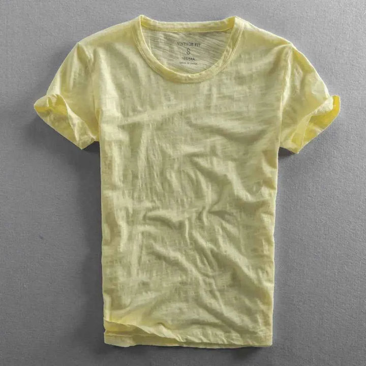 Men's Vintage Cotton T-Shirt Yellow