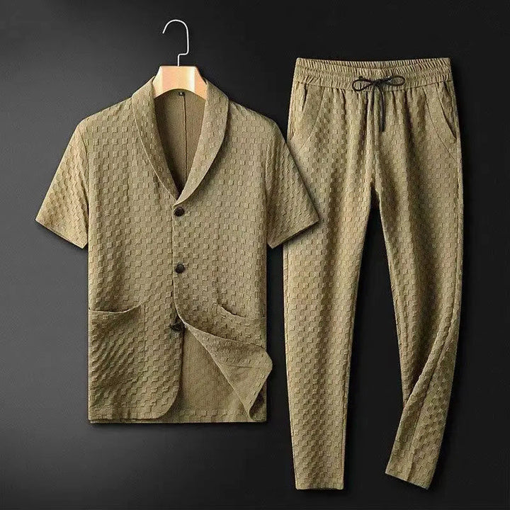 Men's Relaxed Fit Blazer and Pants Set Khaki