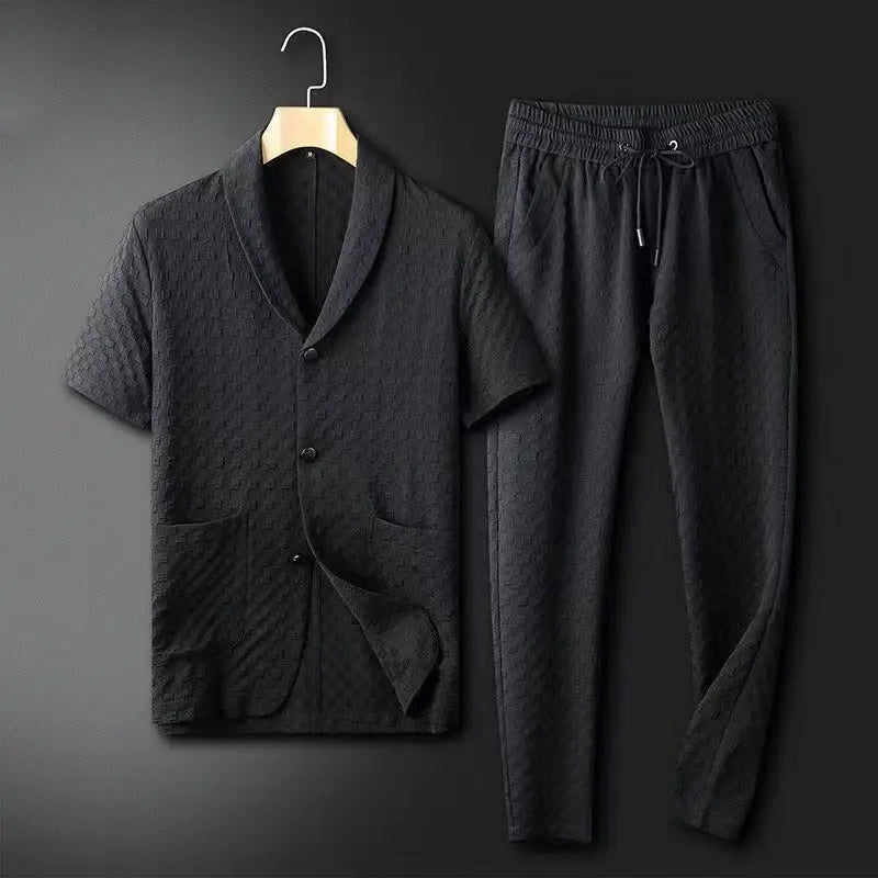 Men's Relaxed Fit Blazer and Pants Set Black