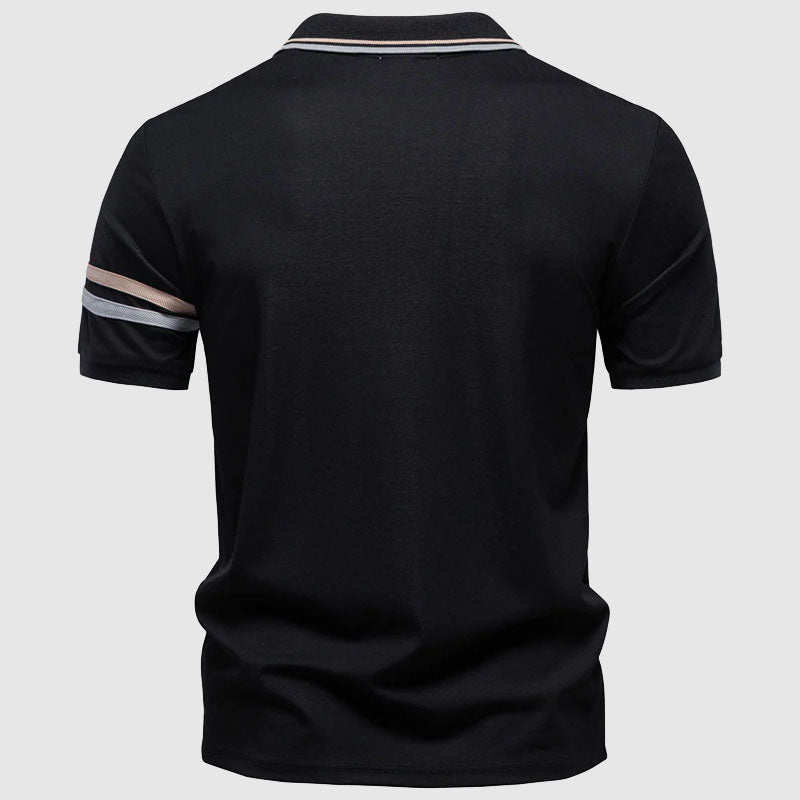 Men's Short Sleeve Polo Shirt with Half-Zip Collar