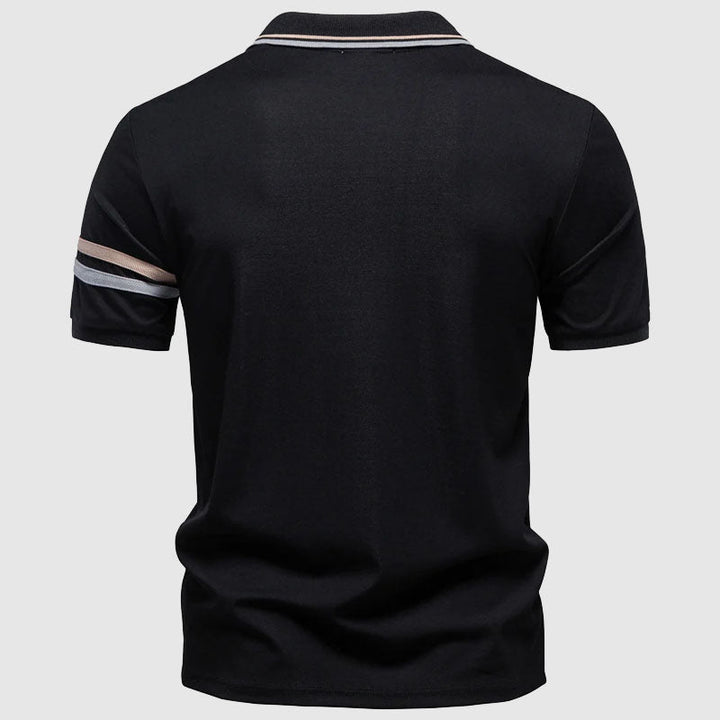 Men's Short Sleeve Polo Shirt with Half-Zip Collar