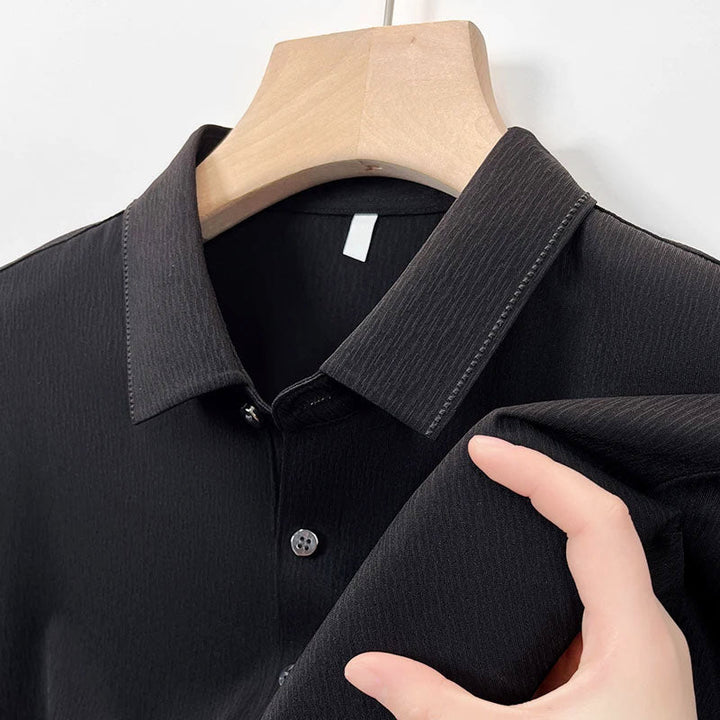 Men's Striped Texture Button-Up Shirt Black