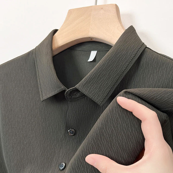 Men's Striped Texture Button-Up Shirt Gray
