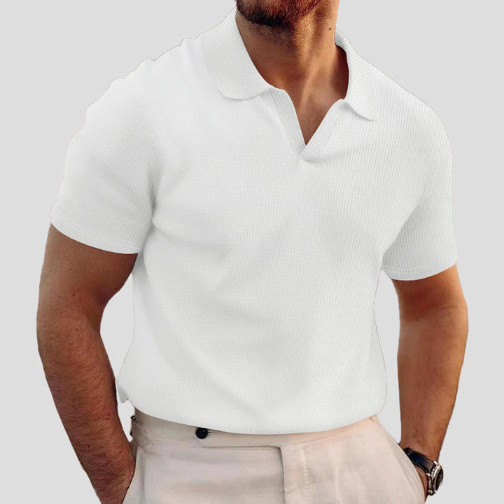 Men's Textured Short Sleeve Polo Shirt White