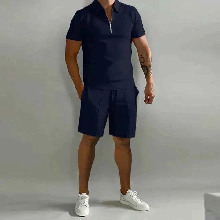 Men's Zip Polo and Shorts Set