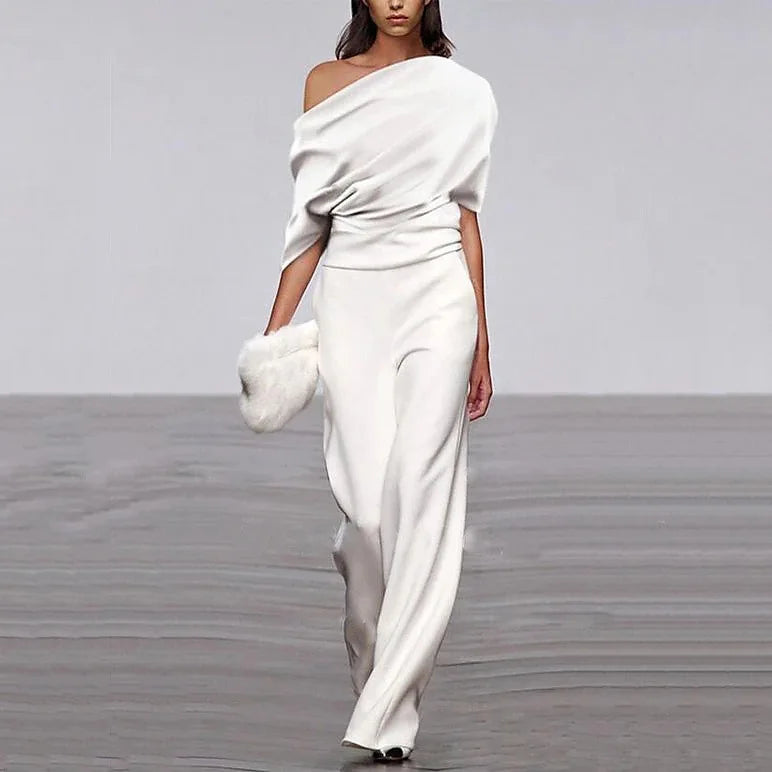 Lucy | Women's One-Shoulder Jumpsuit White
