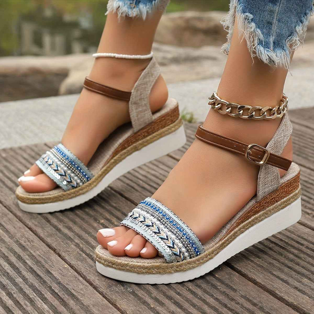 Niamh | Women's Sandals with Rhinestones - Stylish Summer Footwear Blue
