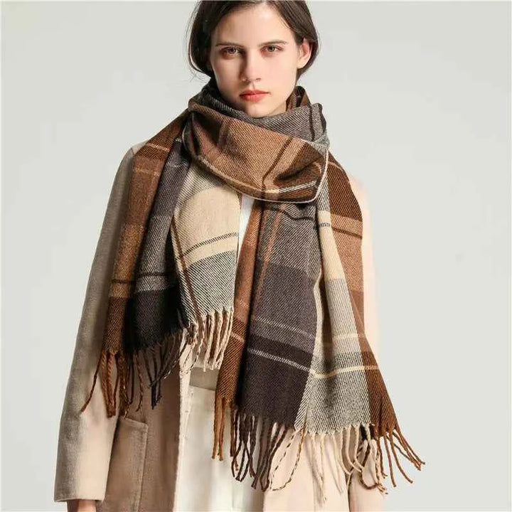 Luxurious Cashmere Plaid Velour Scarf