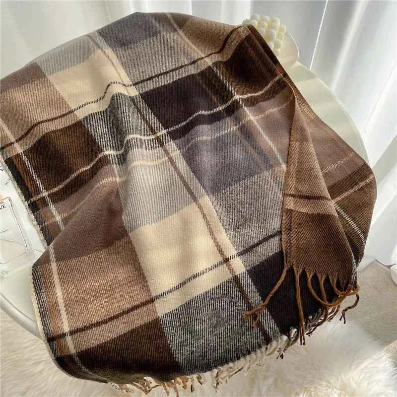 Luxurious Cashmere Plaid Velour Scarf