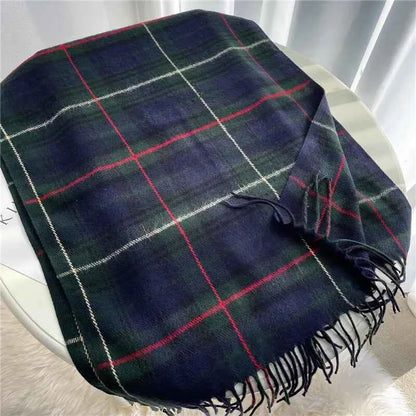 Cashmere Scarf Plaid Mocha Winter Ash Gray