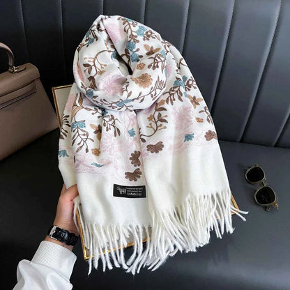 Cashmere Scarf Khaki Winter White White