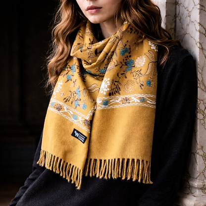Cashmere Scarf Khaki Winter White