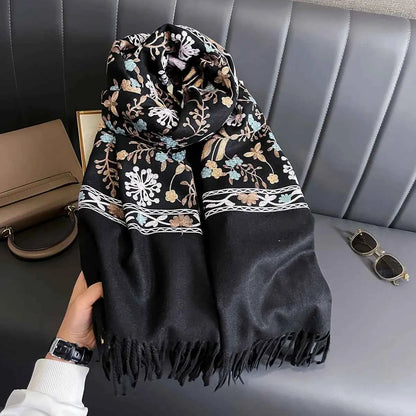 Cashmere Scarf Khaki Winter White