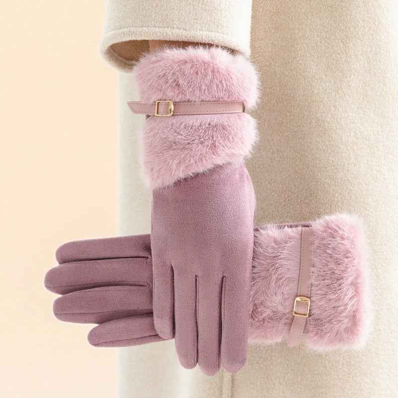 Luxurious Fur Gloves for Ultimate Warmth Lavender