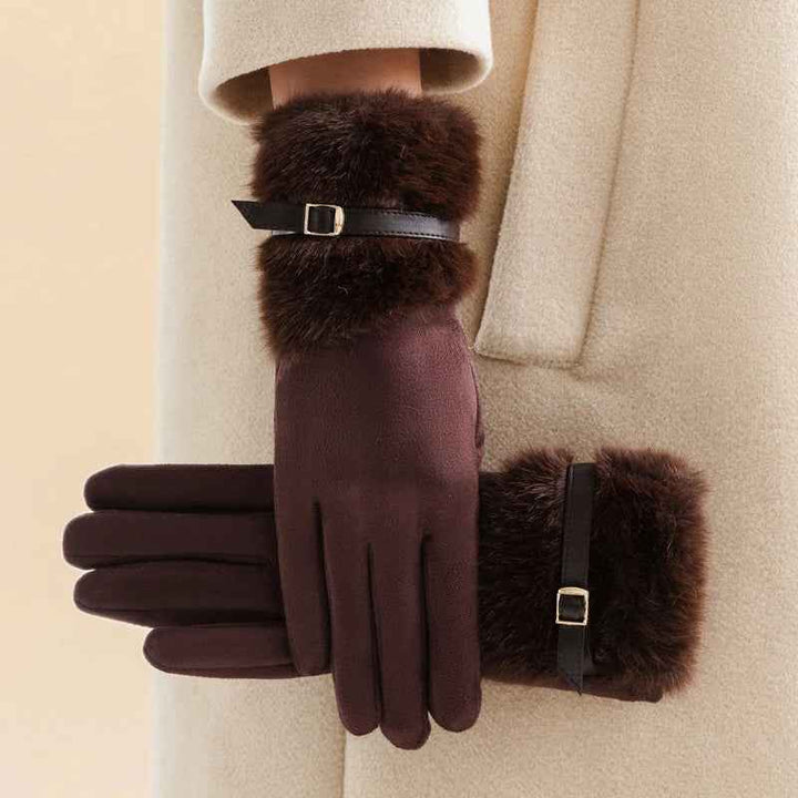 Luxurious Fur Gloves for Ultimate Warmth Dark Brown