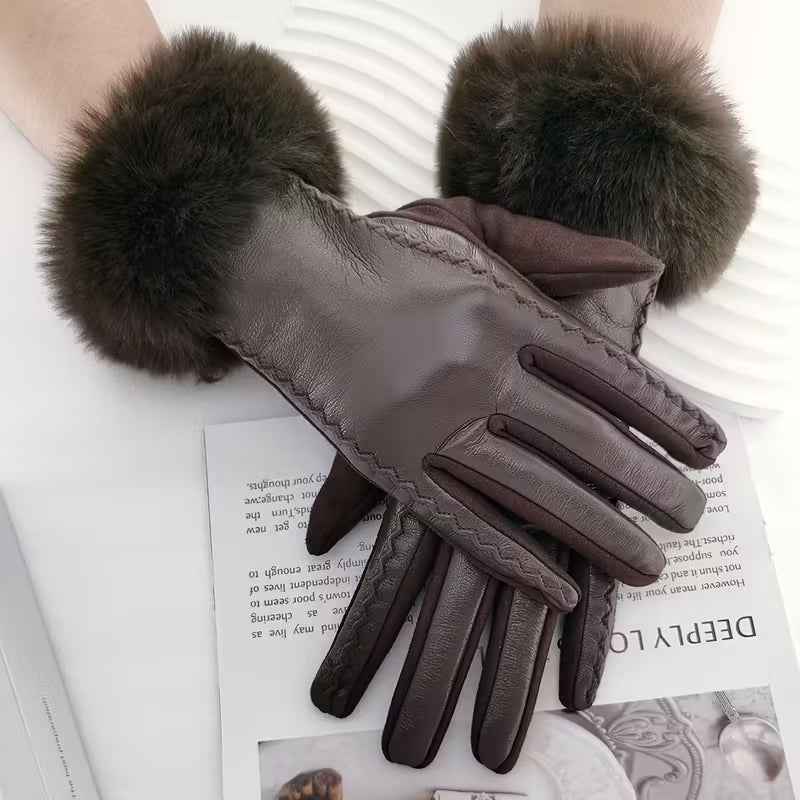 Luxurious Mink Fur Gloves for Ultimate Warmth Brown