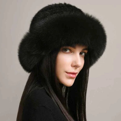 Mink Fur Hat for Warmth Marron Black Brown White Pink