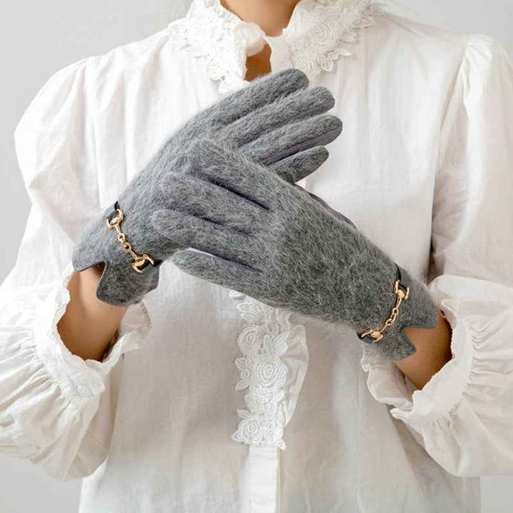 Luxurious Siberian Fur Gloves Gray