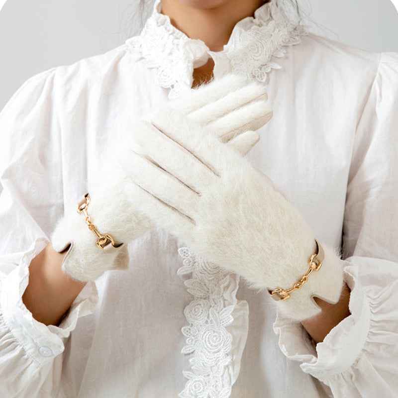 Luxurious Siberian Fur Gloves White