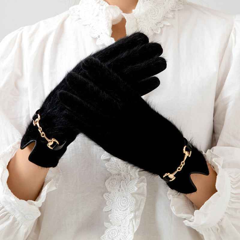 Luxurious Siberian Fur Gloves Black