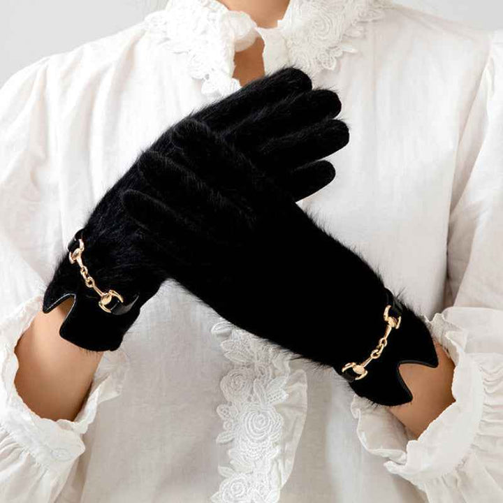 Luxurious Siberian Fur Gloves Black