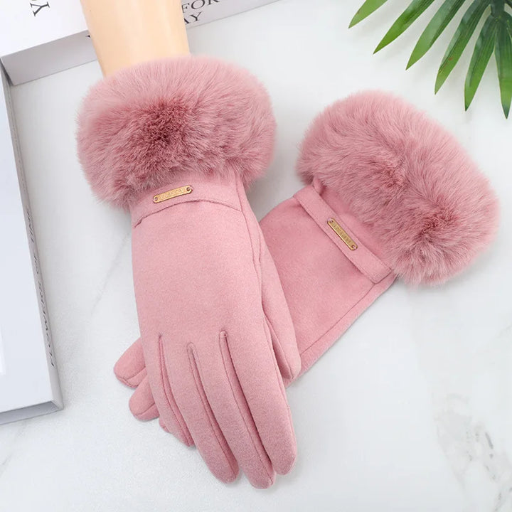 Luxurious Siberian Fur Gloves for Ultimate Warmth Pink