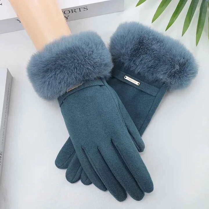Luxurious Siberian Fur Gloves for Ultimate Warmth Blue