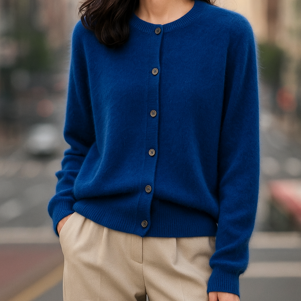 Luxuriously Soft Mink Cashmere Sweater Navy Blue