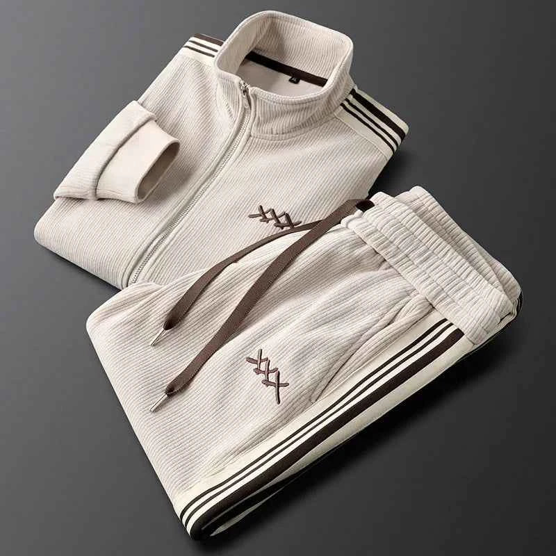 Luxury Corduroy Tracksuit Set Ivory