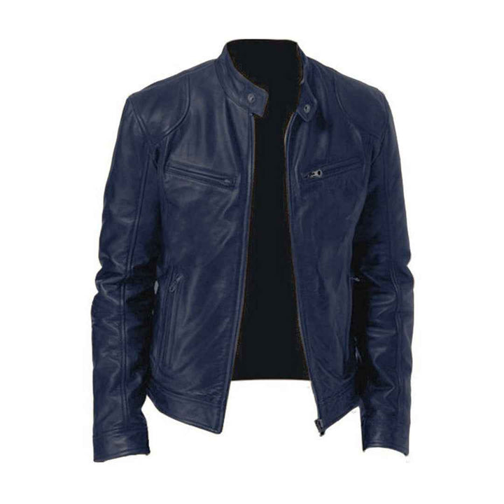 Men's Stylish Leather Jacket Navy
