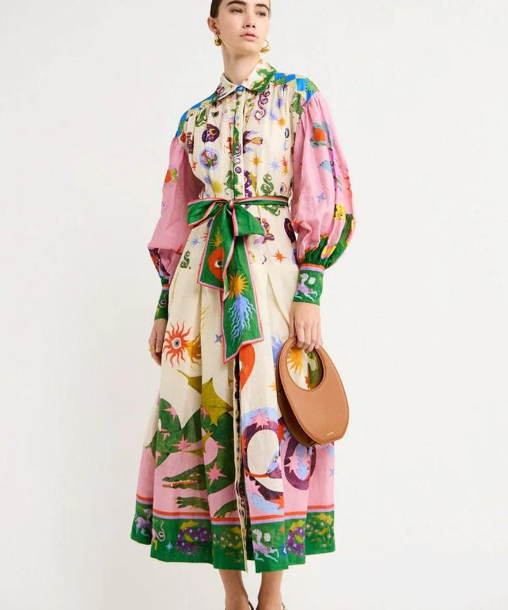 Women's Elegant Printed Midi Dress