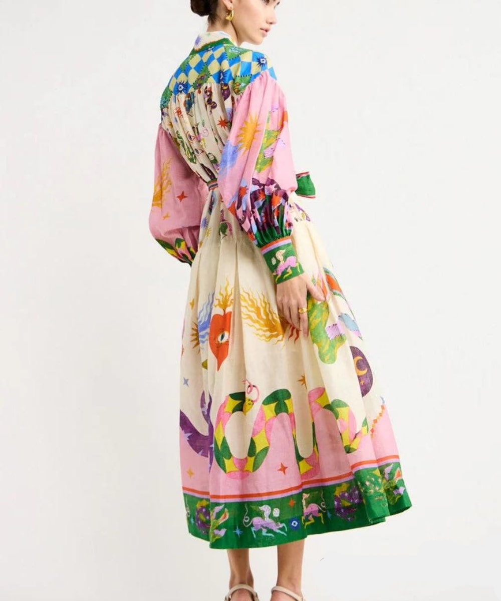 Women's Elegant Printed Midi Dress
