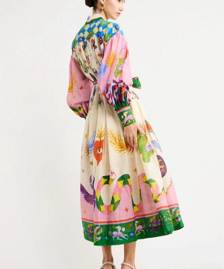 Women's Elegant Printed Midi Dress