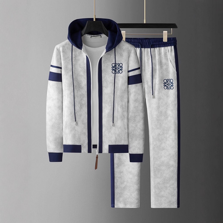 Signature Varsity Tracksuit Set Gray Navy