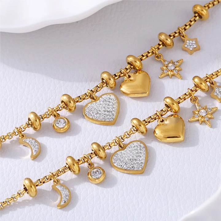Elegant Heart Charm Bracelet