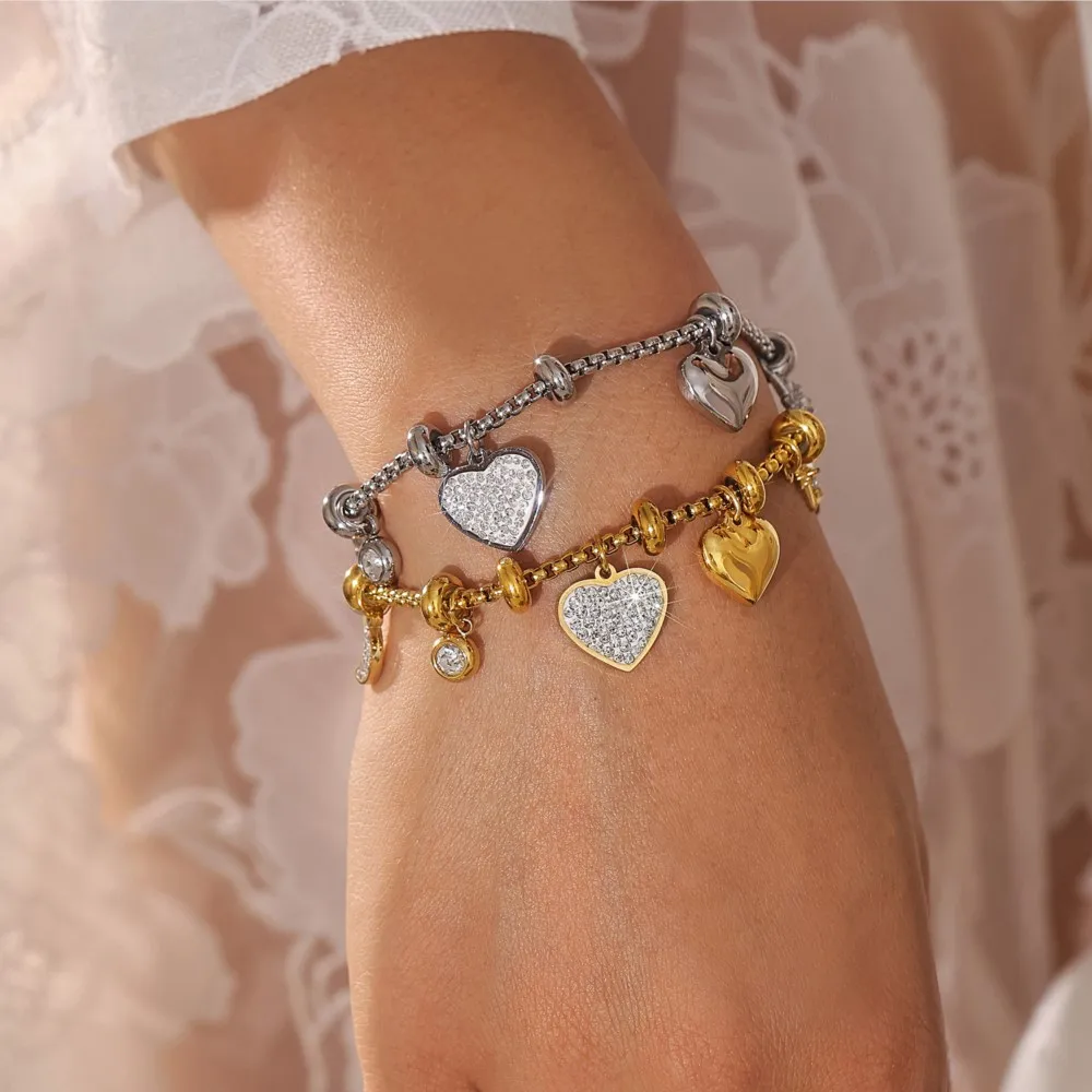 Elegant Heart Charm Bracelet