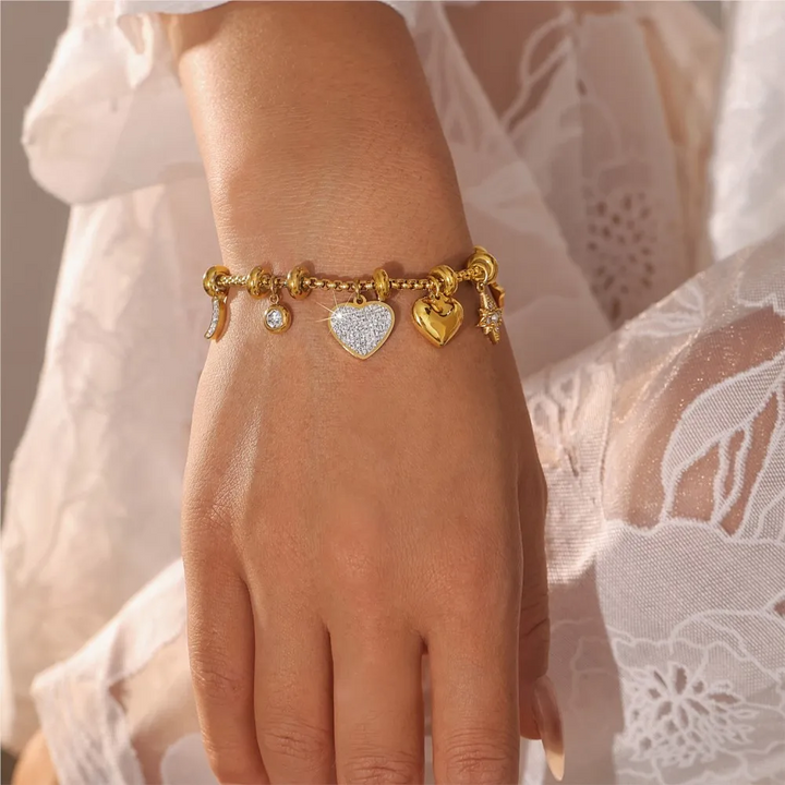 Elegant Heart Charm Bracelet
